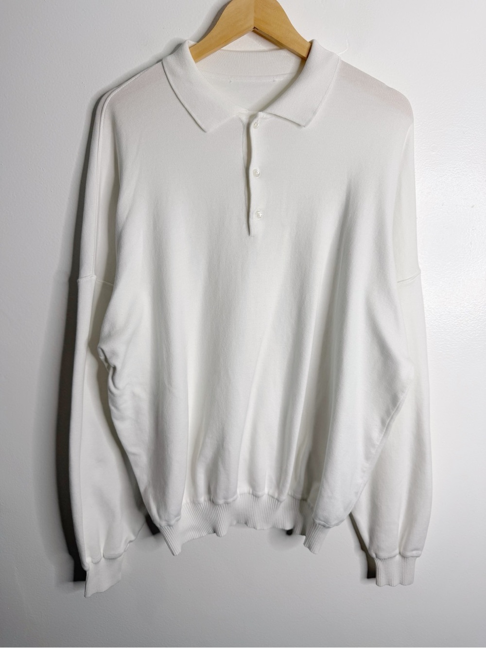 St. Croix Men’s White Polo Sweater XL Drop Shoulder Minimalist Clean Casual
